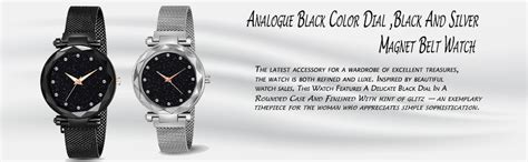 KVAJIR Attractive Analogue Magnet Mesh Black and Silver Belt Watch for ...