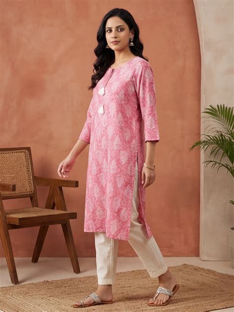 Floral Embroidered Straight Kurta | Kurta For Women | Jaipur Kurti