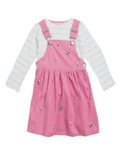Buy 2pc Pure Cotton Floral Pinafore Outfit at Marks & Spencer