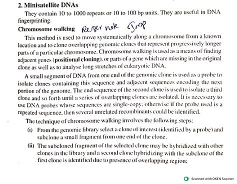 Minisatellite DNAs, Chromosome walking - Bsc zoology - Studocu
