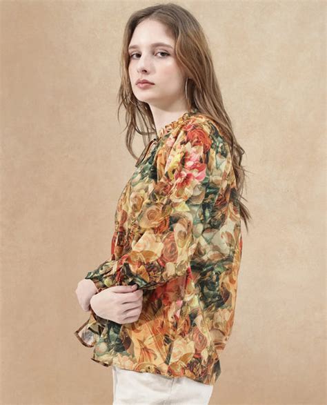 Rareism Women's Galski Multi Cotton Drop Collar Abstract Print Raglan