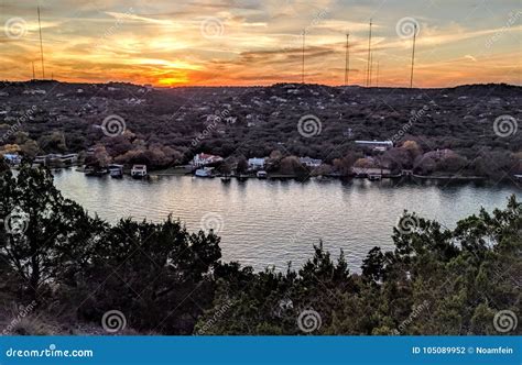 Austin Texas at sunset stock photo. Image of sunset - 105089952