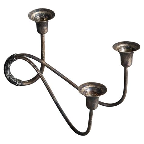 Danish Designer, Small Candelabra, Silver Plate, Rubber, Denmark, 1950s For Sale at 1stDibs