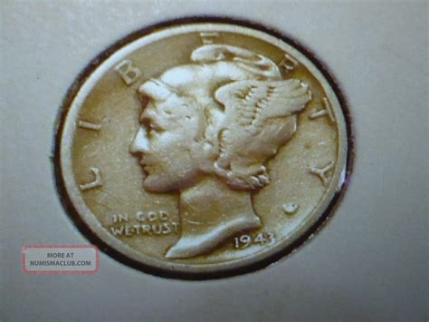 1943 - D Mercury Dime Us Silver 10c. Coin