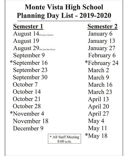 Monte Vista High School - Bell Schedules