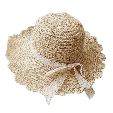 Summer Beach Sun Straw Hats for Women Wide Brim Packable Travel Bucket ...