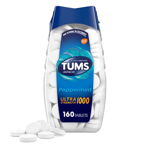Buy Tums Ultra Strength 1000 Peppermint Antacid Tablets, 160 Ct Online ...