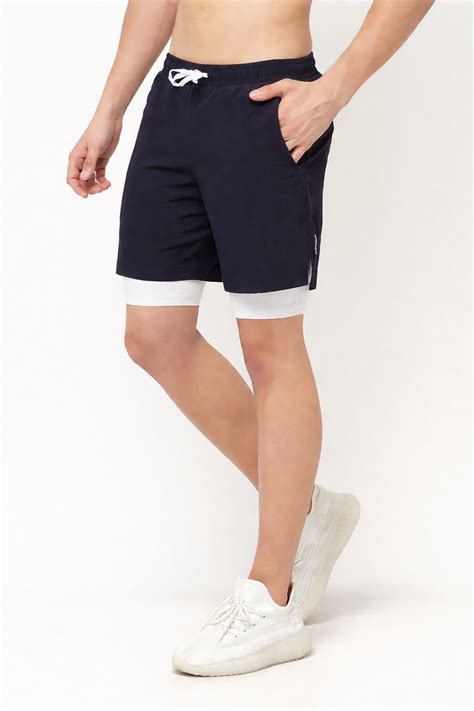 Buy Men's Phone Pocket Sports Shorts Online - Navy Blue TRUEREVO™