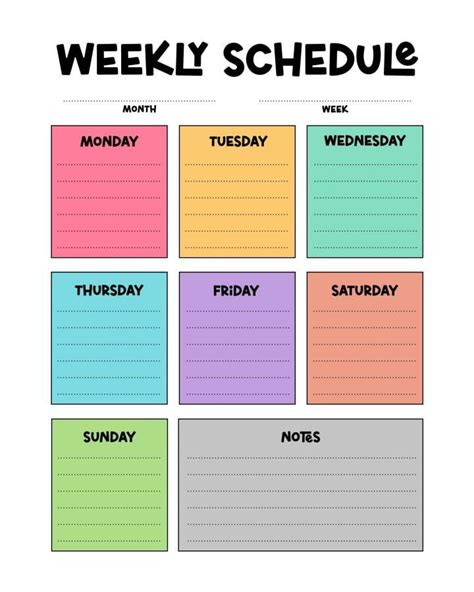 Free Printable Weekly Schedule 的图像结果