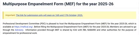 ICAI Announces Last Opportunity for MEF 2025-26 Submission: Portal to ...