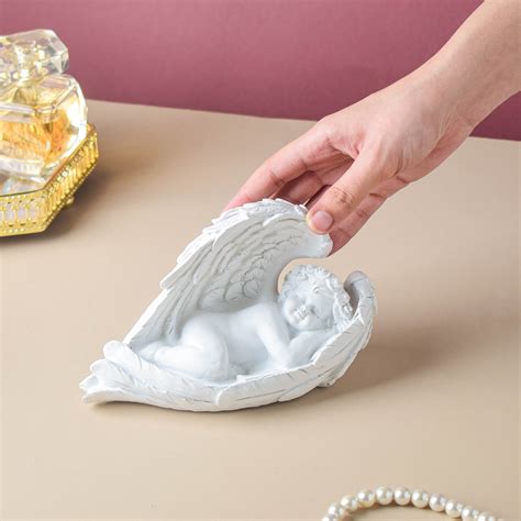 Home Décor - Sleeping Angel Statue White For Living Room Décor |Nestasia