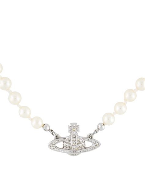 Vivienne Westwood Faux Pearl & Crystal Mini Bas Relief Choker Necklace ...