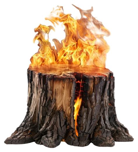 Png burning tree stump flames | Premium AI-generated image