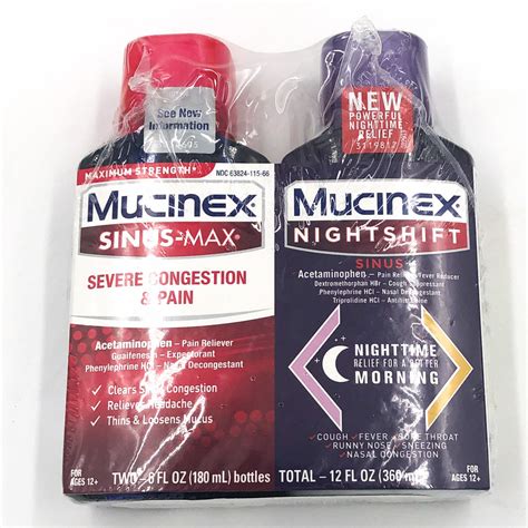 Mucinex Sinus Max Night Shift & Sinus Max Severe Congestion and Pain Combo