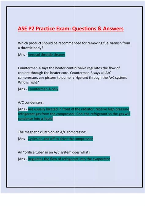 ASE P2 Practice Exam: Questions & Answers: Latest Updated Guide - ASE ...