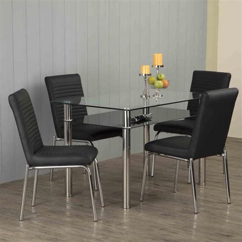 Buy Floris Set of 4 Faux Leather Dining Chairs - Black from Home Centre ...