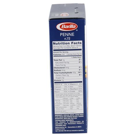 barilla pasta nutrition facts