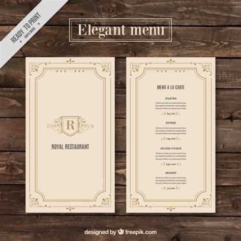 Classic menu template | Free Vector