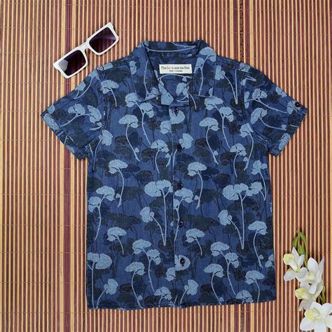Boys Denim Printed Shirt Oxford Blue