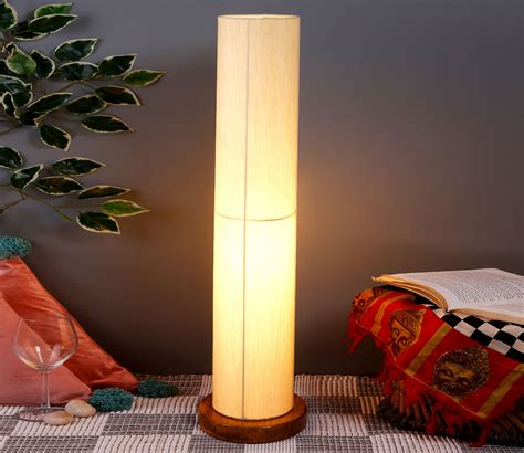 Buy Round Fabric Shade Floor Lamp with Wood Base (Off White) @44% OFF ...