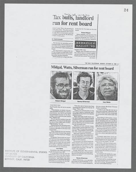 [Berkeley, Calif. election, 1990 (Nov. 6), Rent Stabilization Board ...