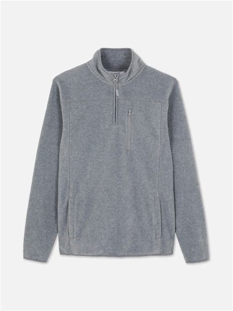 Men's Gray Heather Quarter Zip Fleece Sweatshirt | Primark