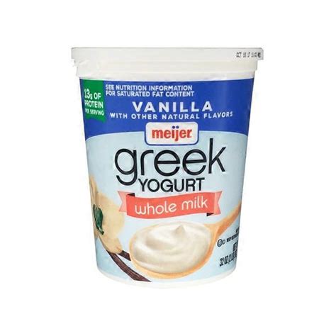 Meijer Vanilla Greek Whole Milk Yogurt (32 oz) Delivery or Pickup Near ...