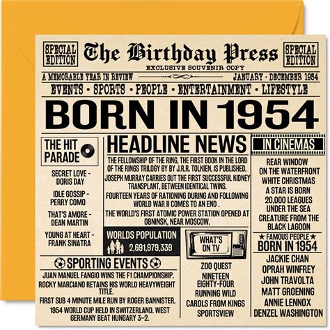 Stuff4 70th Birthday Cards for Men Women - Born In 1954 Journal ...