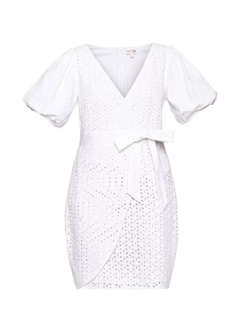 Shop Overlap Schiffli Embroidered Dress Online | IshqMe