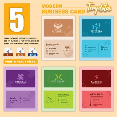 05 Creative/Modern Business Card Templates Bundle – Just $20 ...