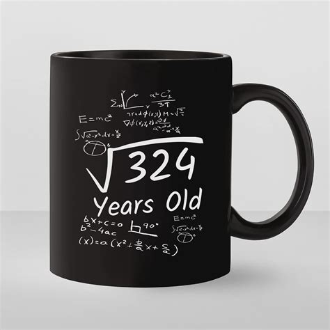 Amazon.com: TODOLIA 18th Birthday Math 324 Square Root Years Old Coffee ...