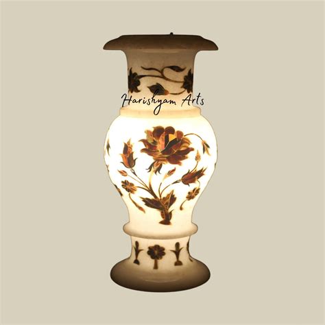 White Marble Flower Vase with Paua Shell Inlay
