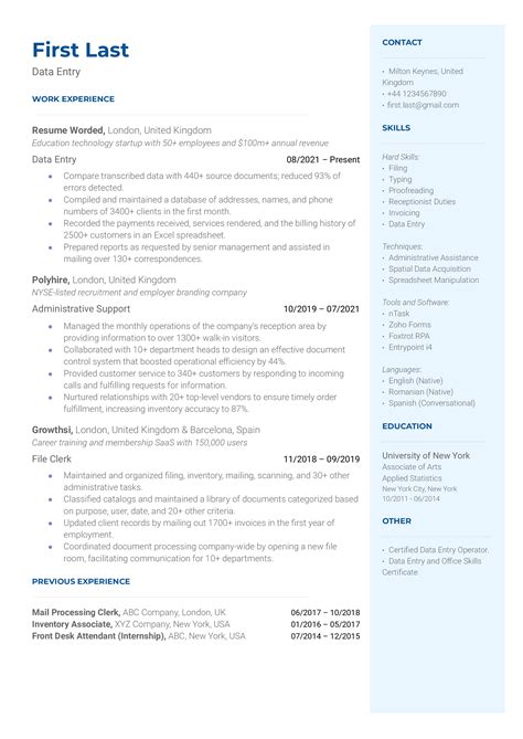 8 Data Entry CV Examples for 2026 | Resume Worded
