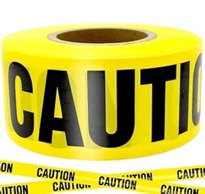 Non-Adhesive Yellow Caution Tape 7.5CM x 300 Feet Roll Weatherproof ...