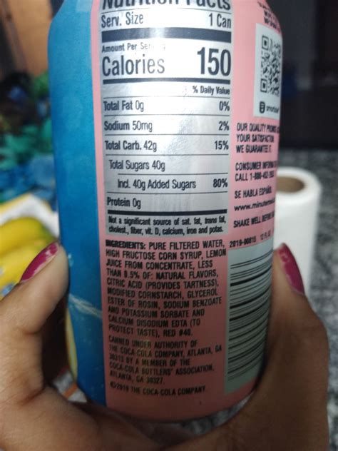 Minute Maid Lemonade Nutrition Label