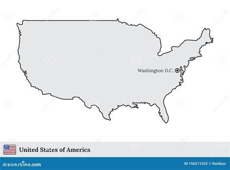 United States of America Vector Map with the Capital City of Washington DC Stock Vector ...
