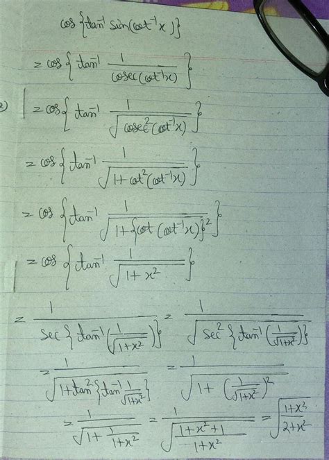 Prove that cos bracket tan inverse sin cot inverse x equal to x square ...