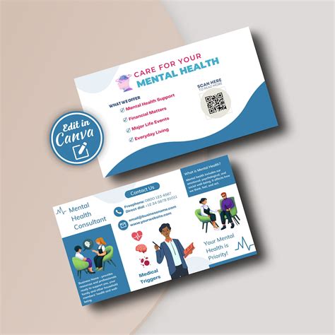 Mental Health Consultant Business Card, QR Code Business Card ...