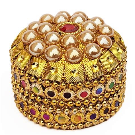 Gold and White Moti Sindoor Dibbi Kumkum Box, Sindoor Dani Fancy ...