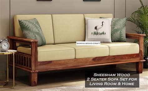 SHIKHA WOOD CRAFT Sheesham Wood 3 Seater Sofa with Cushion ...