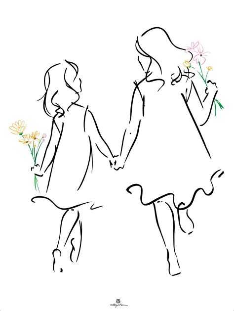 Cute Drawing Of Two Sisters - Surrealist Drawing Techniques