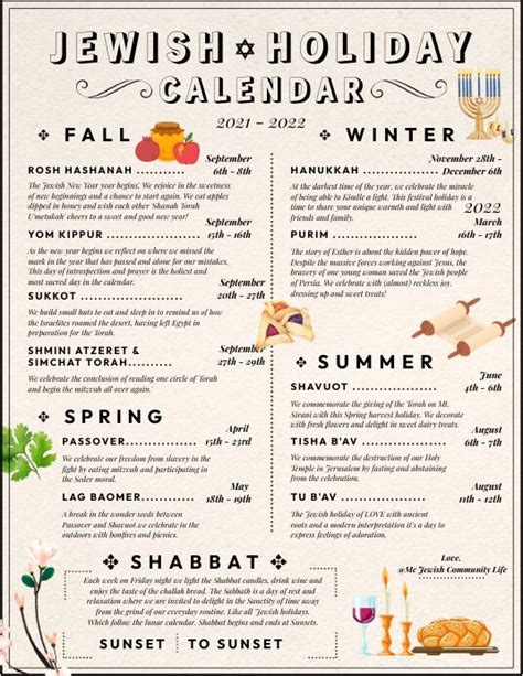 Jewish Holiday Calendar Template for Sukkot Celebrations