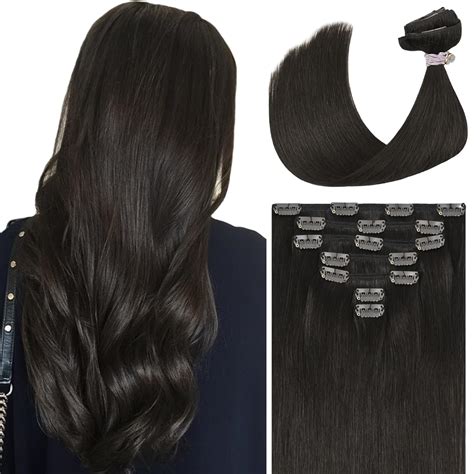 Amazon.com : Ukira Dark Brown Hair Extensions Clip in Real Human Hair ...