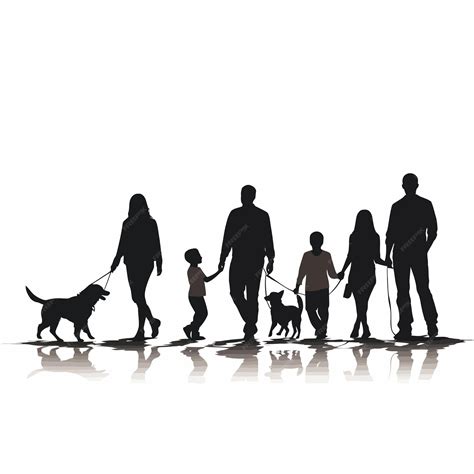 Premium Vector | Black_silhouettes_of_families_in_walking_vector
