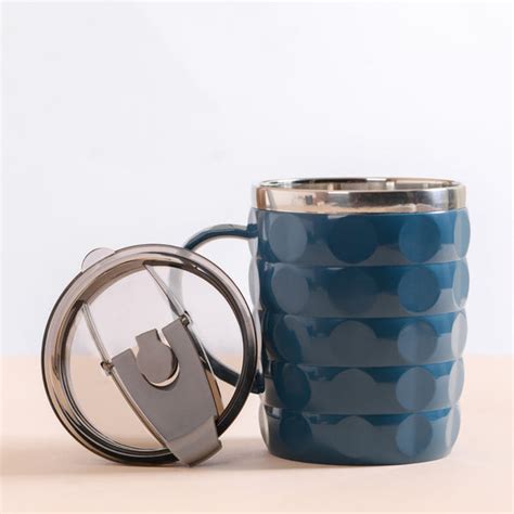 Blue Mug With Lid - Travel Mug With Lid Set of 2 | Nestasia