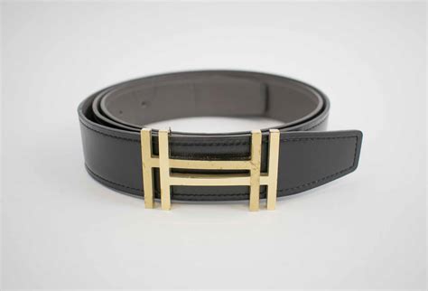 HERMÈS BELT, with H au carre buckle in permabrass plated metal, black ...