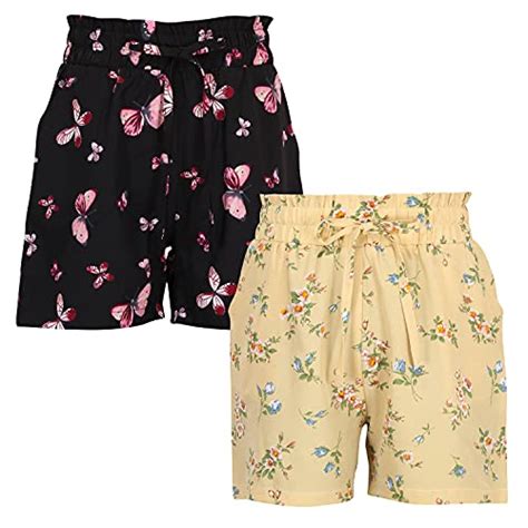 Cutecumber Girls Polyester Printed Black & Yellow Shorts (Pack of 2 ...