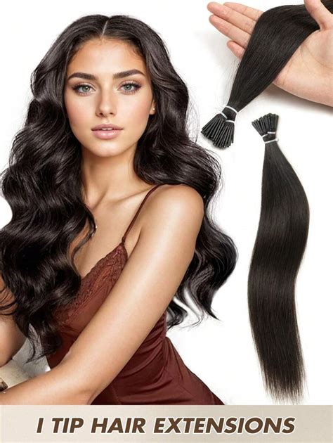50 Stücke I-Tip Haarverlängerungen aus Echthaar, Farbe 1B natürliches ...