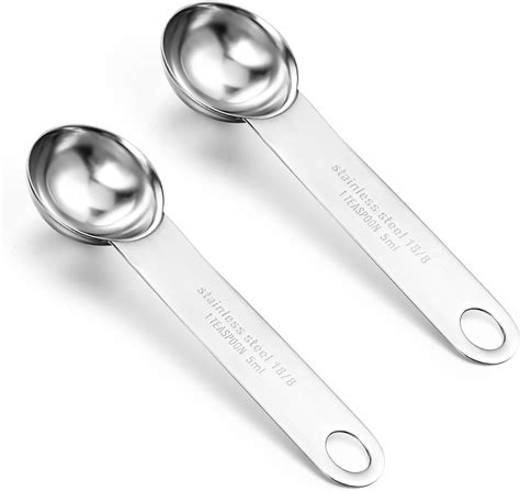 Ouligay 2Pcs 5ml Teaspoon Tablespoon Measuring Spoons Stainless Steel ...