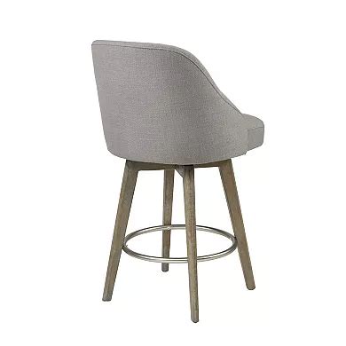 Madison Park Walsh Pearce Swivel Upholstered Counter Stool with Solid ...